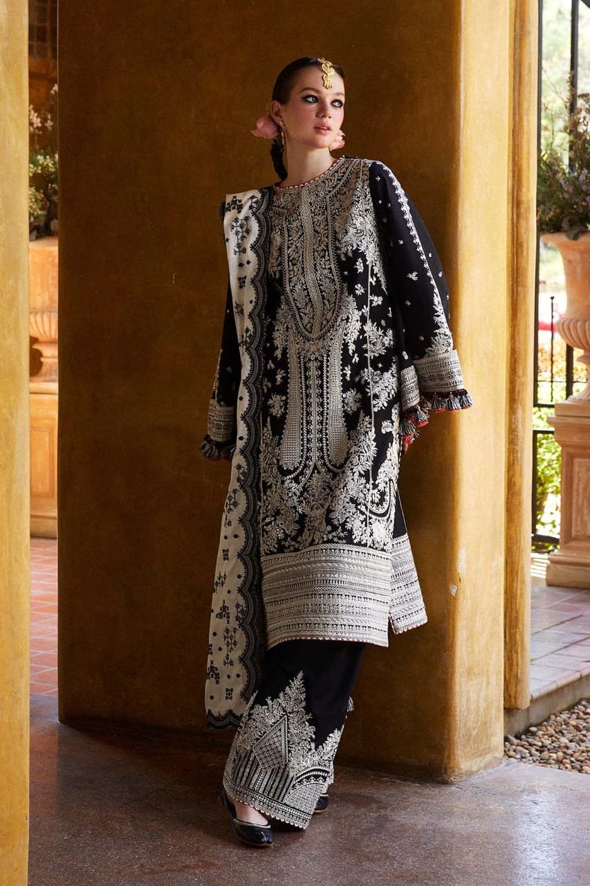 MB-2615 Lawn Unstitched Embroidered 3pc Suit With Bamber Chiffon Embroidered Dupatta