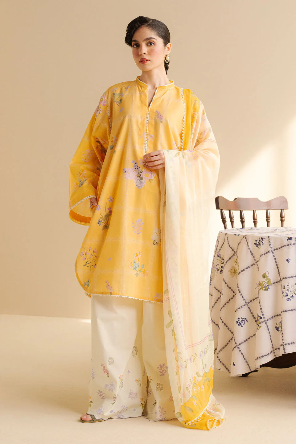 MB-884 Digital Printed 3Pc Unstitched Lawn Suit With Digital Printed Poly Lawn Dupatta