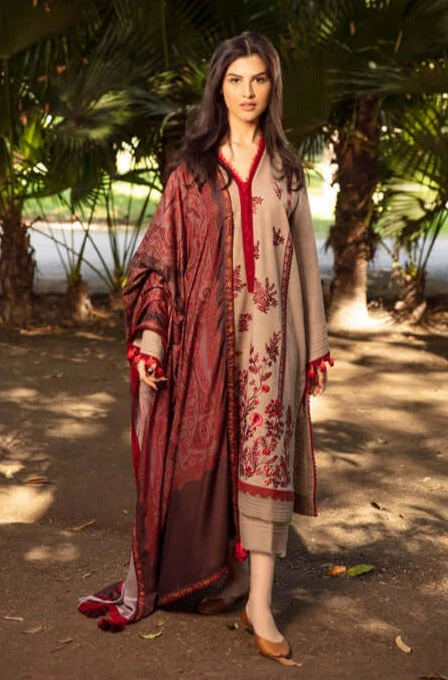 BR-620 Unstitched Fully Embroided Dhanak Suit With Wool Shawl
