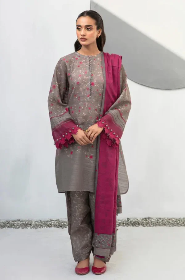 BQ-405 Digital Printed Khaddar 3Pc Suit With Digital Printed Khaddar Dupatta