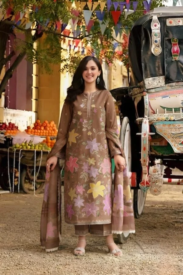 ANEELAS-Lawn Unstitched Embroidered Suit With Digital Printed Dupatta