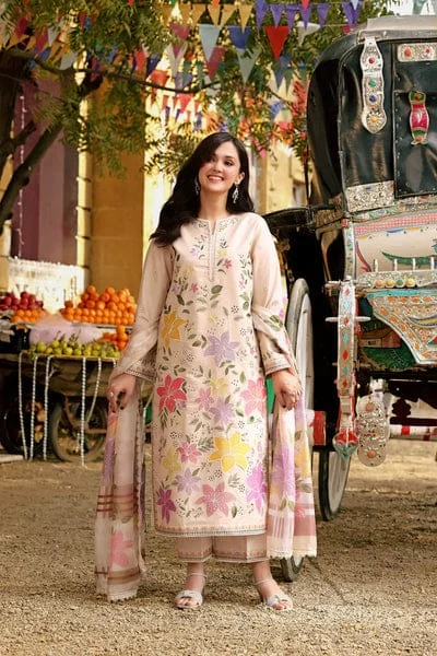 ANEELAS-Lawn Unstitched Embroidered Suit With Digital Printed Dupatta