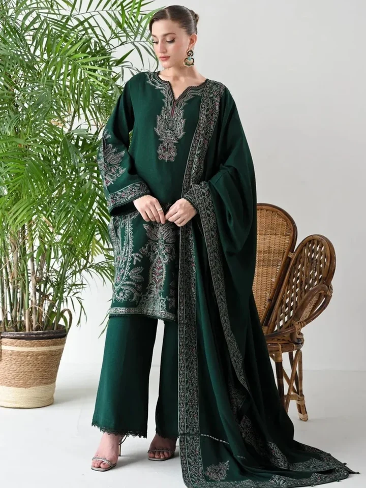 ZB-22 Dhanak Embroidered Suit with Dhanak Embroidered Shawl With Patch Sale price