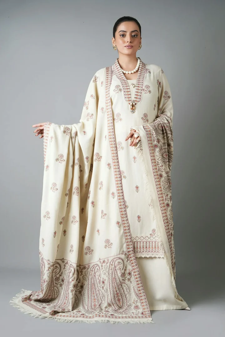 ZB-MB2508(A) Dhanak Embroidered Suit with Dhanak Embroidered Shawl