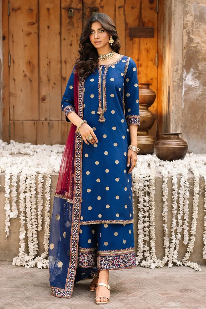 CZ-3130 Dhanak Unstitched Fully Embroidered Suit With Embroidered Organza Dupatta (Ready to Wear) Sale price