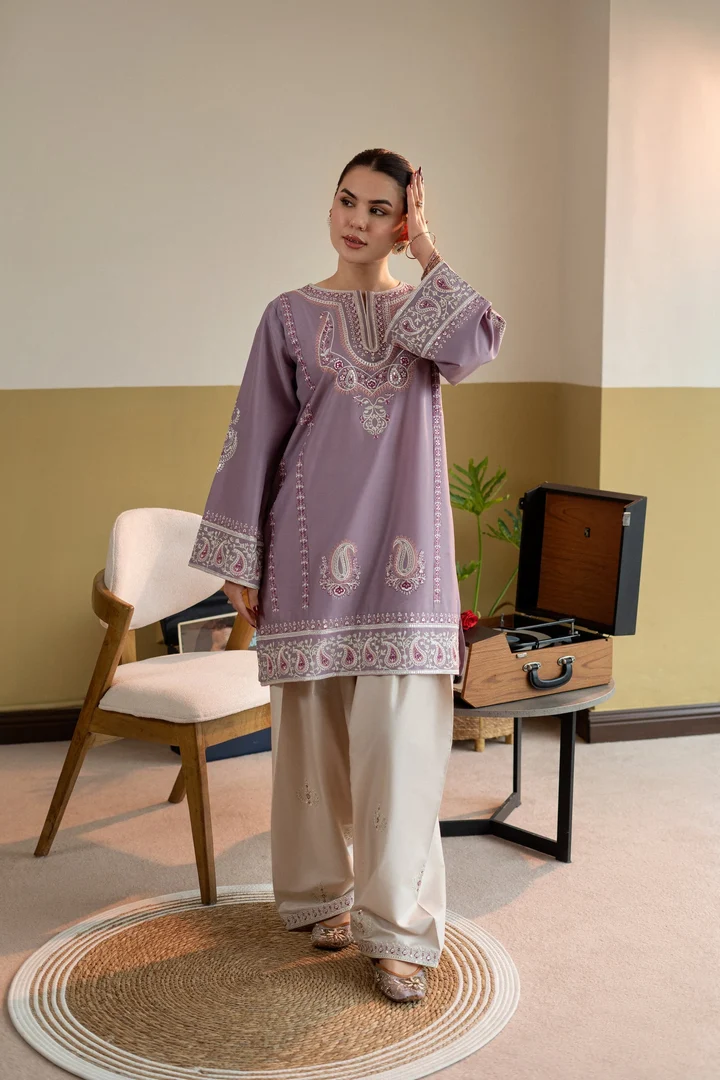 ZB--21 2 Piece - Unstitched Fully Embroidered Dhanak Suit With Embroidered Trouser